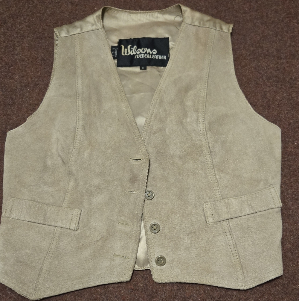 Wilson Suede Leather Vest in Taupe Boy's Size Medium